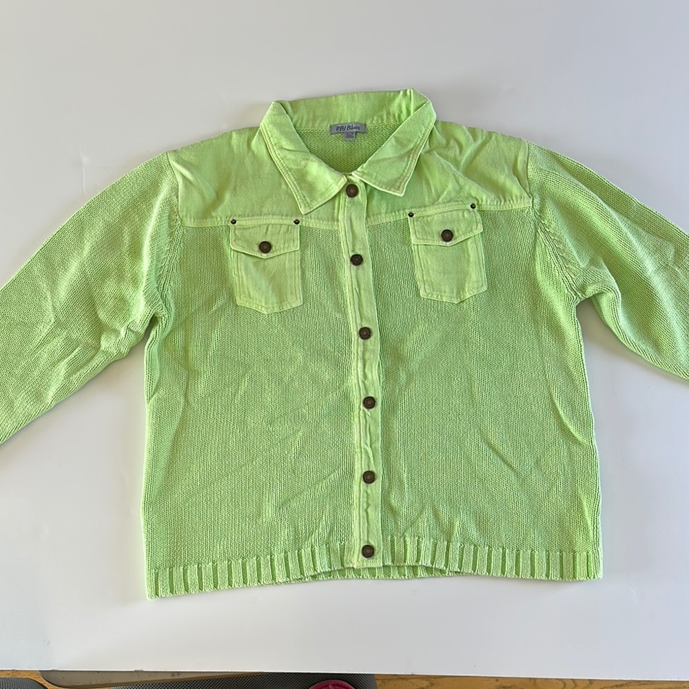 PBJ Blues Vibrant Green Button-Up Shirt